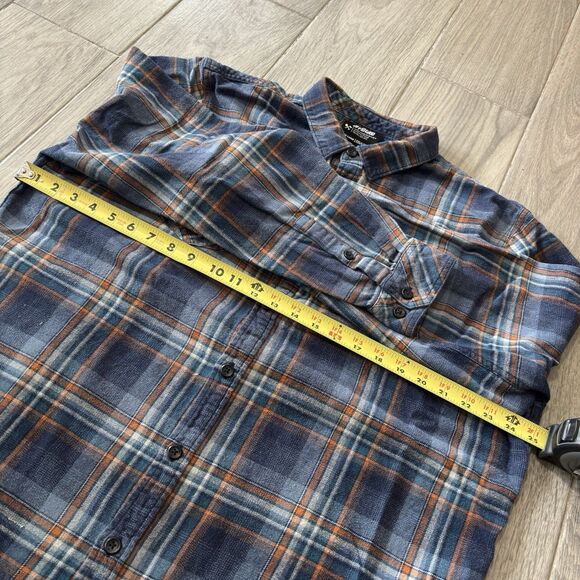 Off The Grid Destroyer Flannel Shirt Mens XXL Blue Plaid Button Up - Picture 10 of 12